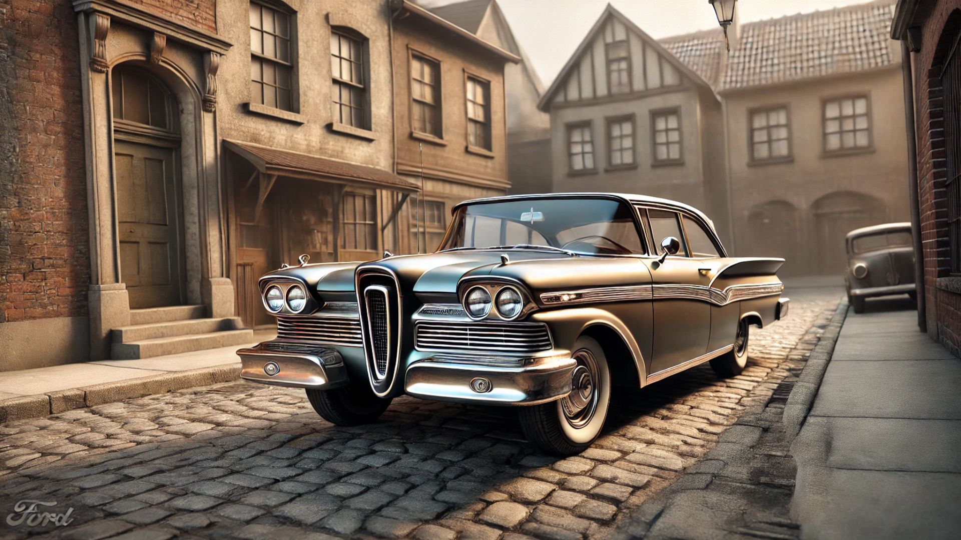 classic Ford Edsel parked in a vintage setting