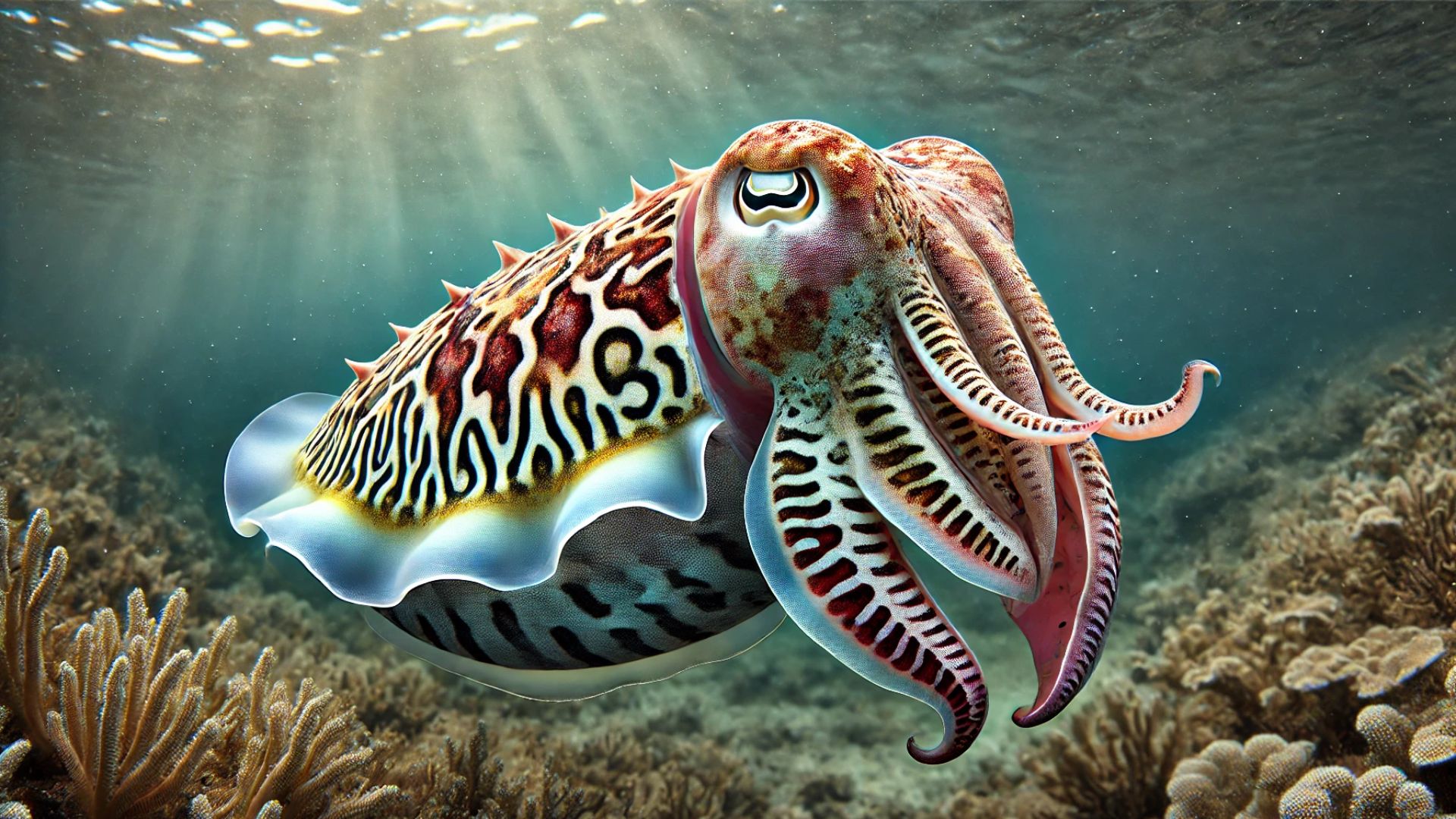 cuttlefish in the process of changing color