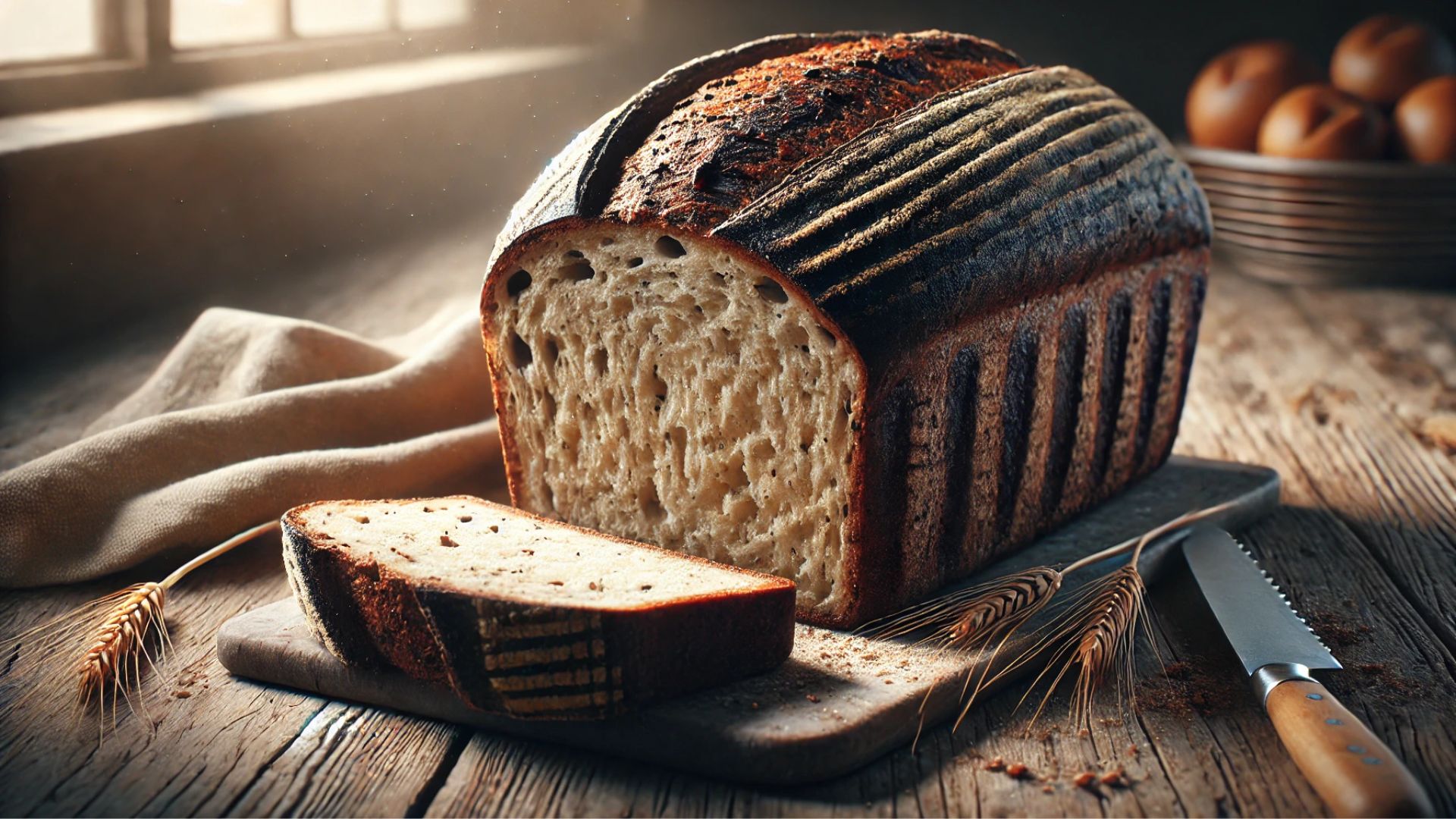 loaf of freshly baked bread with a dark crispy crust