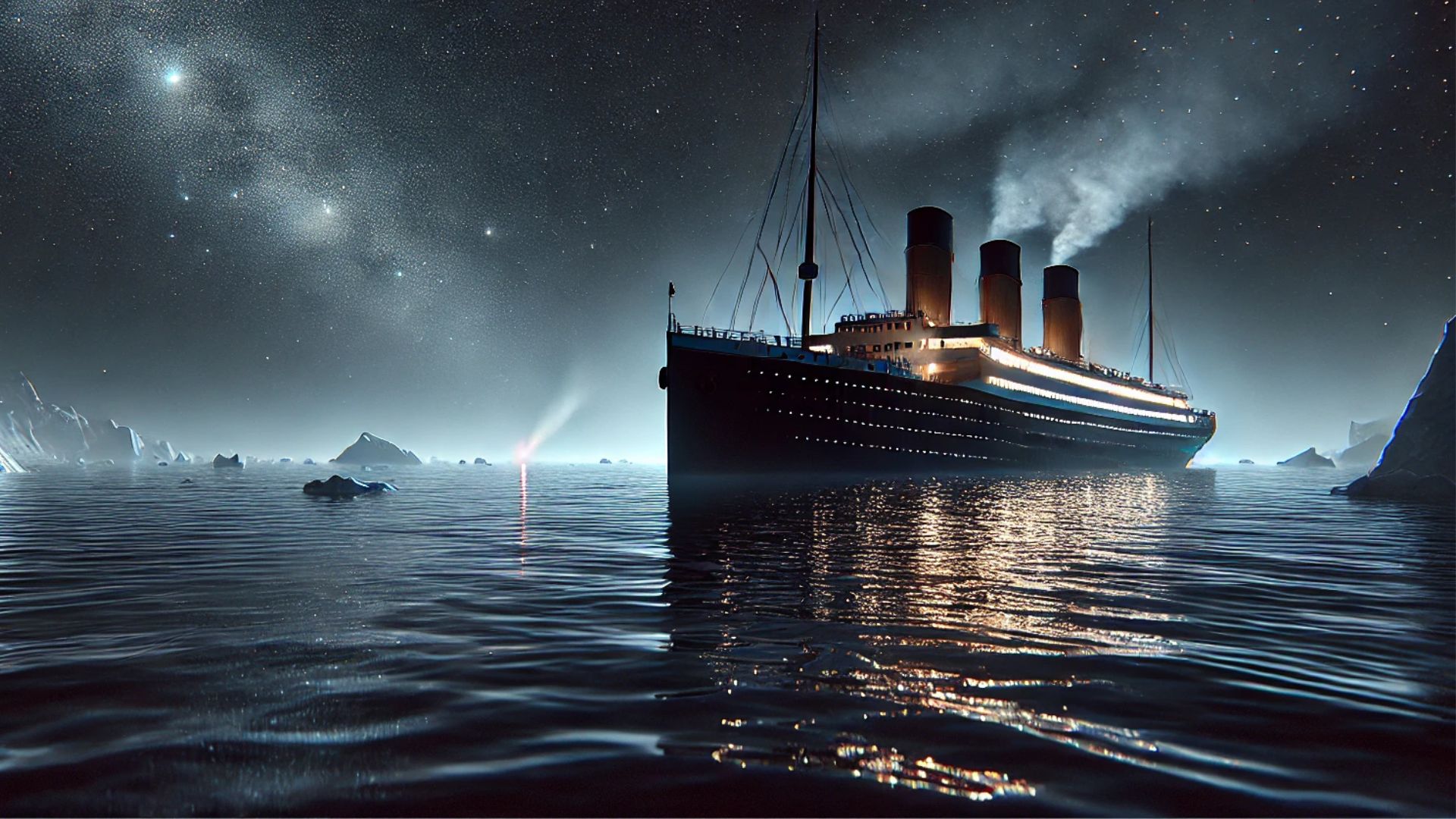 nighttime depiction of the SS Californian